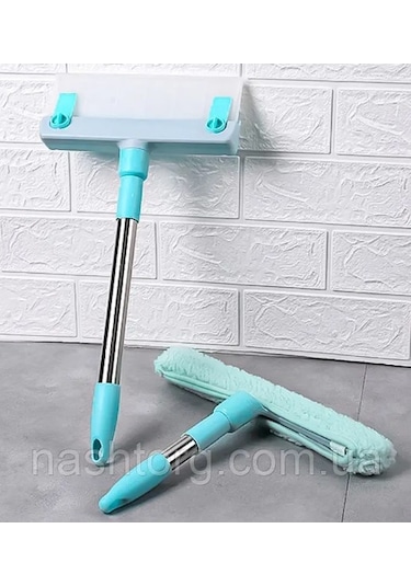 Peluşlu Cam Temizliği Çekçekli 2 in 1 Cam Temizleme Aparatı Yeşil