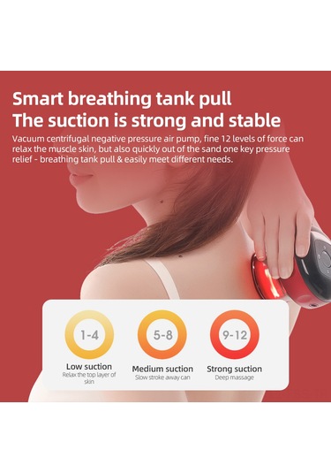 Hfambition Evde Kullanıma Elektrikli Akülü Geniş Vücut Masajı, Isıtma Ve Suction Özelliği, 12 Seviye Ayar, 20 Dakika Otomatik Kapatma, Type-c Şarjlı