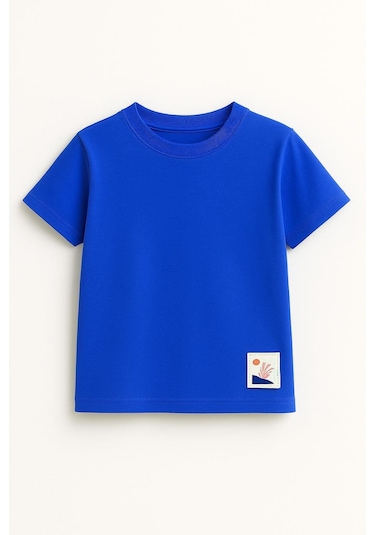 Erkek Çocuk %100 Pamuk Basic Tişört - Saks 3-4 Yaş 8-9 Yaş Saks Mavisi