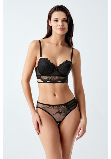 Luw 6115 Siyah Dolgusuz Sütyen Külot 2Li Takım Siyah