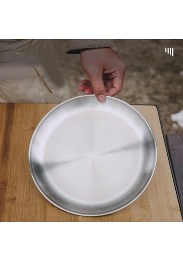 Dolıty 5 Adet Paslanmaz Çelik Yemek Tabağı Piknik Için Metal Gümüş