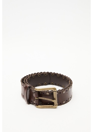 Zımbalı Geniş Tokalı Kemer Kahverengi Kahverengi