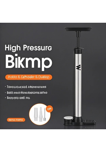 Ximistore9 Yüksek Basınçlı Bisiklet Pompa 140psı - Ev & Spor Araçları İçin, T Tipi Kollü, Katlanabilir Taban, Manometreli, Siyah