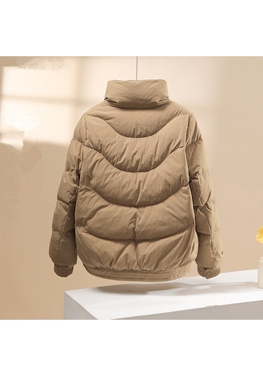 Kadınlar İçin Yeni Kışlık Kalın Dik Yakalı Rahat Bol Kuş Tüyü Ceket Siyah