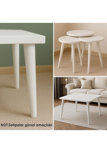 Ahşap Ayak 45 Cm Beyaz M8 Civatalı Bağlantı Aparatlı Mobilya Tabure Sehpa Masa Destek Ayağı Beyaz