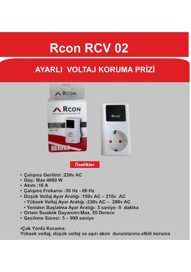 Akım Korumalı Priz Rcon Rcv02 Tekli Ayarlanabilir