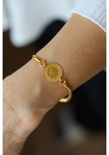 Yenigün Kuyumculuk 14 Ayar Altın Balıksırtı Zincirde 22 Ayar Çeyrek Altınlı Bileklik