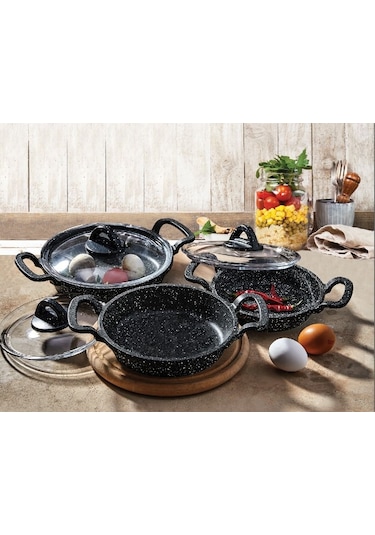 Fırst Class Platinum Döküm Granit 3 Lü Sahan Seti 18 - 20 - 22 Cm