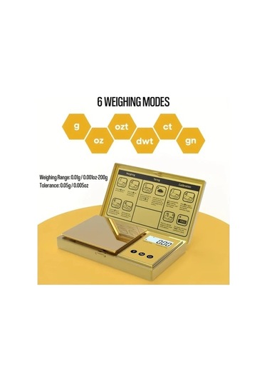 Fastbuy Altın Wangxi 1 Adet Titanyum Dijital Cep Ölçeği, 200g Hassas Mutfak Tartma, Lcd Ekran, Tare Fonksiyonu, Kullanışlı Al Altın