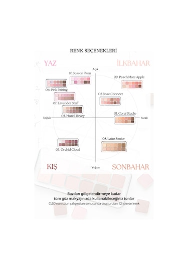 Clio Hafif Dokulu Yoğun Renklere Sahip Göz Farı Paleti 08 Latte Senior