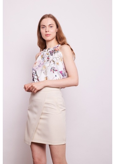 Yüksek Bel Anvelop Kruvaze Pamuklu Likralı Kumaş Kalem Ofis Etek- (544112306)