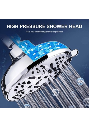 Ulzyvf 9 Modlu Yüksek Basınçlı Duş Başlığı - 4,5 İnç Yağmur Etkili, Tıkanmaz Krom Diğer