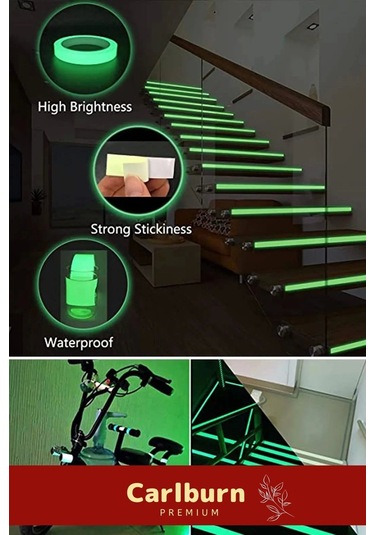 Karanlıkta Işık Veren Yansıyan 4 Metre Fosforlu Yeşil Şerit Bant Kendinden Yapışkanlı Reflektör Bant