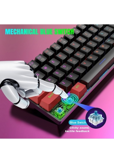Hadron Mofan Mf1701br Gaming Mekanik Rgb Klavye Blue Switch - Siyah Kırmızı