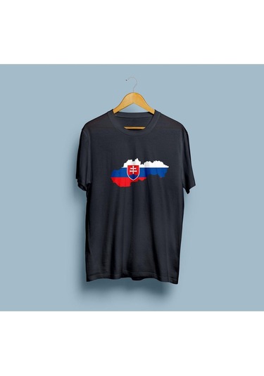 Oversize Slovakia / Slovakya Haritası Cep Tasarım Unisex T-shirt Siyah
