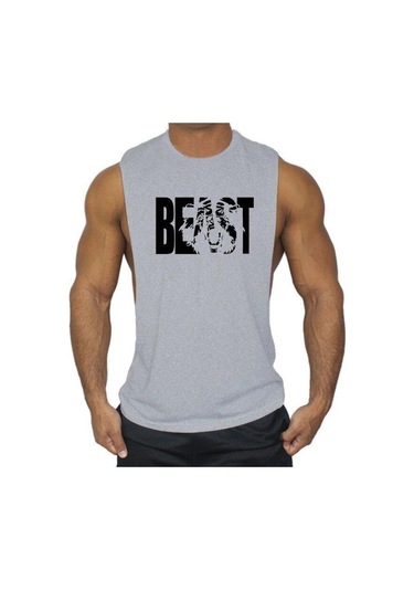 Gri Spor Giyim Vücut Geliştirme Fitness Erkekler Tank Top Egzersiz Harfler Yelek Kas Stringer Spor Fanila Kolsuz Gömlek Gri