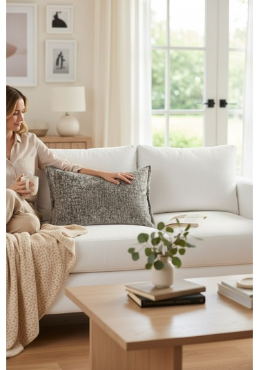 Kırlent İthal Kadife Kumaş 3'lü Set - Yumuşak Dokulu Dekoratif Özel Tasarım Kırlent Kılıfı Açık Gri