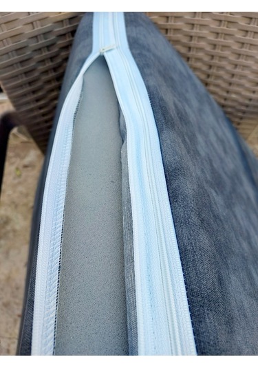 2 Adet Komutan Arkalıklı Sandalye Minderi, Extra Kalın-k.gri Koyu Gri