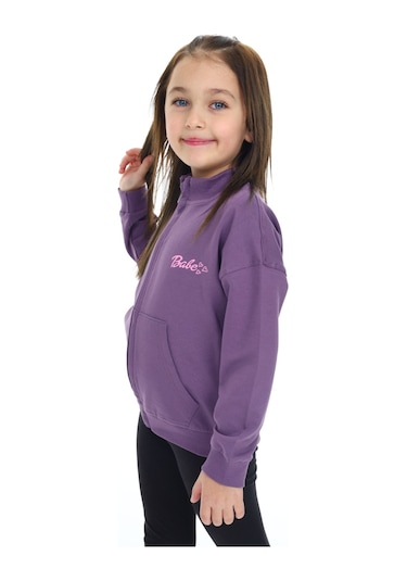Toontoy Kız Çocuk Baskılı Hırka Mor