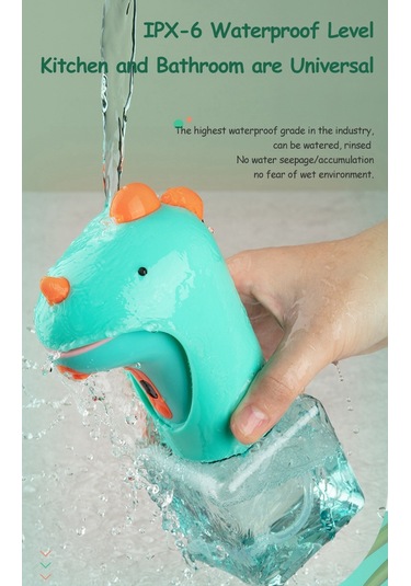 Xurunkeji Çocuklar İçin Otomatik Sabunluk Temassız El Sabunu Dağıtıcısı Banyo Tezgahı İçin Sevimli Dinozor Köpük Dağıtıcısı Yeşil