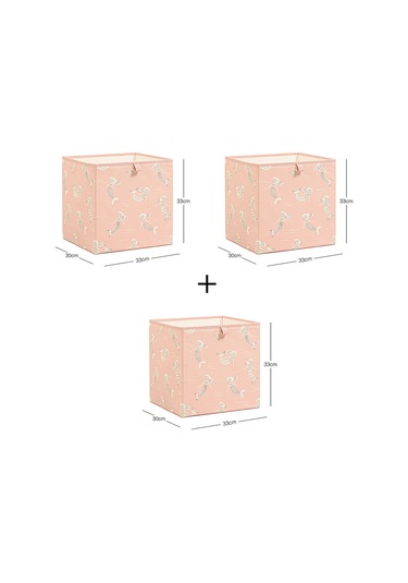 Ocean Home Textile 3'lü Çocuk Odası Deniz Kızı Kutu Set 33 X 30 X 33 Cm Pudra