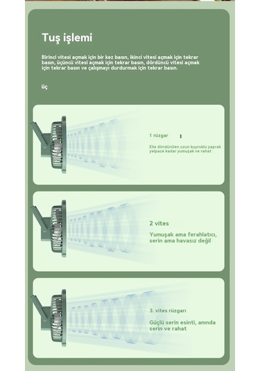 Eternal Luck Masaüstü Gece Lambası Şarj Edilebilir Fan Mavi