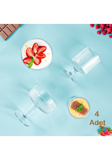 Porsima 4 Lü Ayaklı Dondurma Magnolia Kasesi Sunum Kase Seti