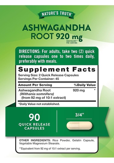 Nature's Truth Hint Ginseng Root 460 Mg, 90 Quick Release Capsule