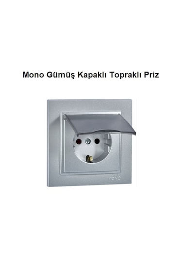 Mono Gümüş Kapaklı Topraklı Priz