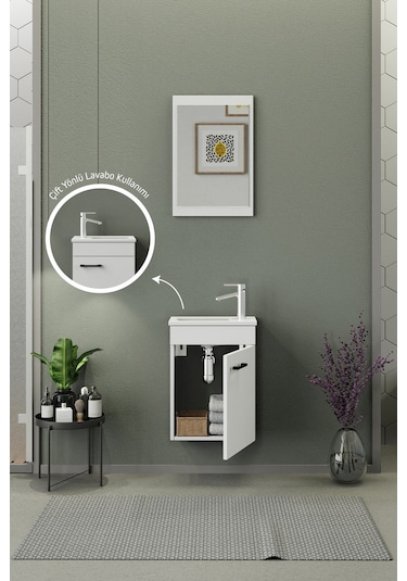 Biani Fix Arya Mini 42 Cm Banyo Dolabı,Seramik Lavabolu, Aynalı,Lavabo Dahil,Mdf,Mat Beyaz Biani Fix Arya Mini 42 Cm Banyo Dolabı,Seramik Lavabolu, Aynalı,Lavabo Dahil,Mdf,Mat Beyaz