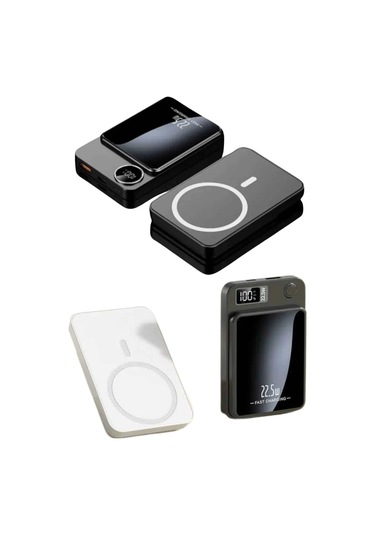 Taşınabilir Şarj Magsafe Powerbank 10.000 Mah Hızlı Şarj Led Göstergeli Kablosuz Çok Renkli