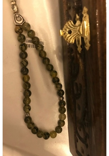 Tespih Akik Doğal Taş Tesbih Gümüş İmameli Ahşap Kutulu 6mm Akik Çok Renkli