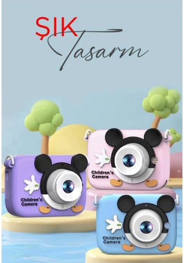 Mini 1080p Hd Çocuk Kamera Dijital Fotoğraf Makinesi 2.0 Inç Ekran 5 Adet Oyun Pembe