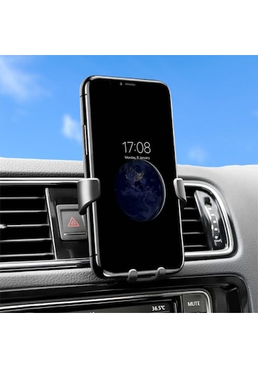 Ams Net Araç İçi Klima Izgarasına Takılabilen Plastik Oto Telefon Tutucu Gravity Siyah