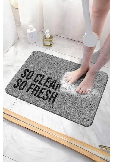So Clean So Fresh Banyo Paspas Kaymaz Paspas Su Emen Islak Zemin Küvet Paspas Kivircik Paspas 40x60 Gri