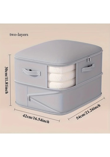 Xuweiwei 2 Katmanlı Gri Fermuarlı Büyük Tasarruf Saklama Çantası Seygi Gri