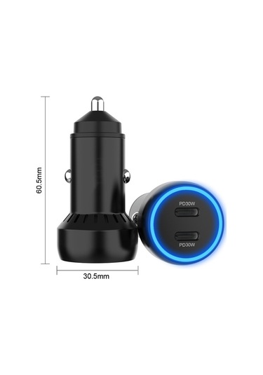 Ibd352 Alüminyum Alaşımlı Çift Arayüzlü Araç Şarj Cihazı, Özellik: Çift Qc3.0 36w