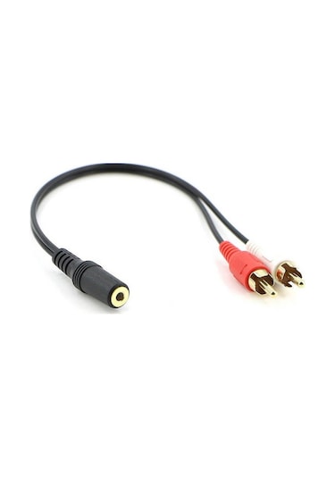 3.5mm Stereo Dişi to 2 RCA Erkek Tos Ses Kablosu - AUX Dönüştürücü Kablo - 30cm