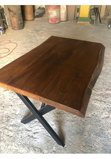 Bintaşmobilya Ceviz Rengi Gürgen Ağacı Kütük Masa Imalatı 80X120.Cm