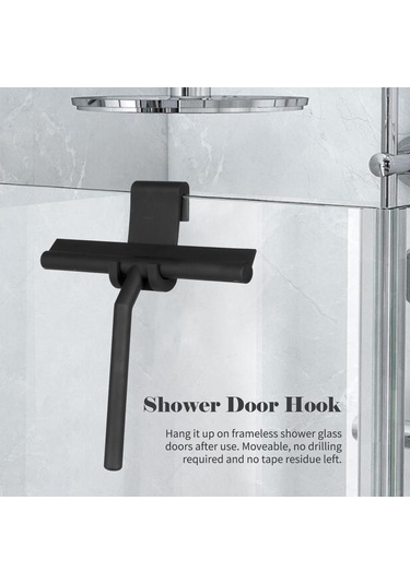 Hombey Ev & Banyo Silikon Silecek - Cam, Pencere, Duvar Temizliği - Paslanmaz, Sürtünmezdir - Siyah + Asma Kanca Siyah