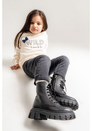 Mnpc Kız Çocuk Siyah Hakiki Deri Suya Dayanıklı Postal 25k3b110662 Siyah