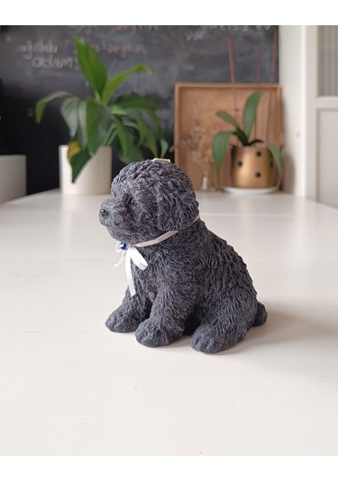 Köpek Figürlü Mum Gri 12 Cm