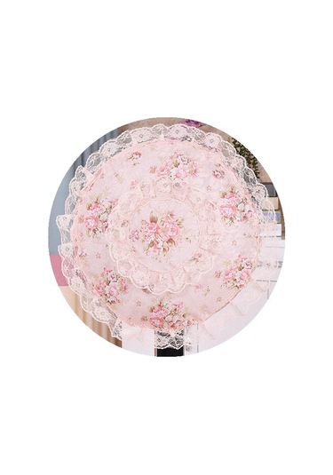 Youmex Stilful Zeytin Dalı Pudra Renkli Dikişli Fan Koruması - Masaüstü Fanlar İçin Toz Engeli, 48x48 Cm Standart Boyut Pembe