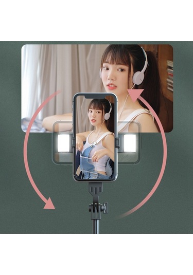 Butu P160d-2 1,6 M Uzatılabilir Selfie Çubuğu Sabit Tripod Standı, Çift Dolgu Işığı Ve Kablosuz Bluetooth Uzaktan Kumanda İle