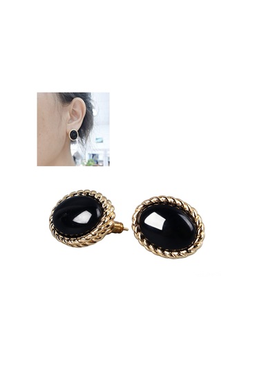 Tenfowee Vintage Bakır 18k Altın Kaplama Siyah Achat Küpe Kadınlar İçin Stres Azaltıcı Zirve Stil Güzellik Aksesuarı Diğer