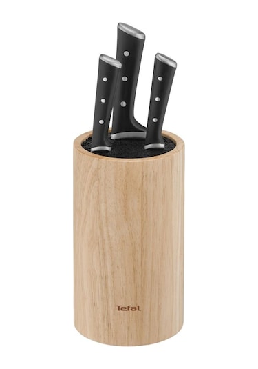 Tefal Ice Force Ahşap Standlı 3'lü Bıçak Seti 001 Siyah