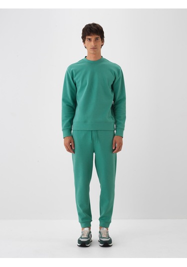 Yeşil Pamuk Dokulu Regular Fit Sweat Pantolon 380186 Yeşil