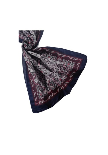 Enba Etnik Desenli Soft Pamuklu Şal 75x190 Cm Lacivert - Bordo