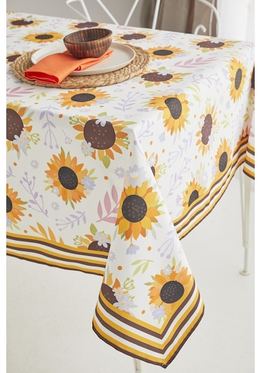 Ays Home Sarı Ayçiçeği Desen Kumaş Yemek Masası Örtüsü