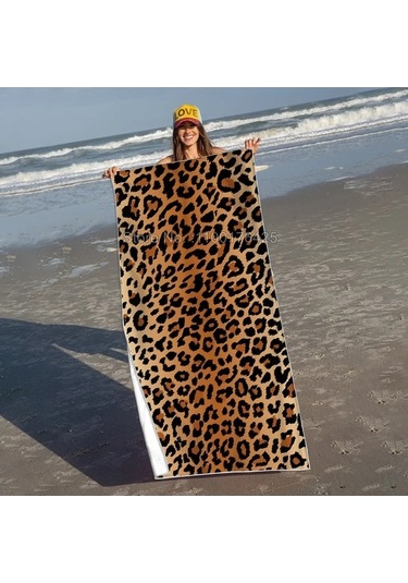 Zyzqstore Leopar Desenli Mikrofiber Banyo Havlusu, Hızlı Kuru Çok Renkli, Plaj/spora Uygun Çok Renkli